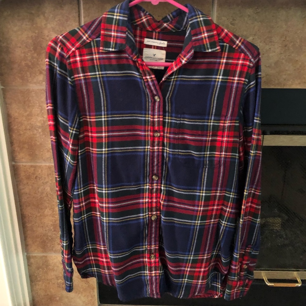 American Eagle red & blue flannel